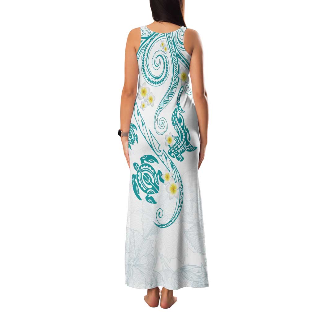 Polynesia Tribal Family Matching Tank Maxi Dress and Hawaiian Shirt Teal Plumeria Tentacles LT7 - Polynesian Pride