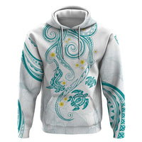 Polynesia Tribal Hoodie Teal Plumeria Tentacles LT7 Pullover Hoodie Teal - Polynesian Pride