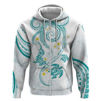 Polynesia Tribal Hoodie Teal Plumeria Tentacles LT7 Zip Hoodie Teal - Polynesian Pride