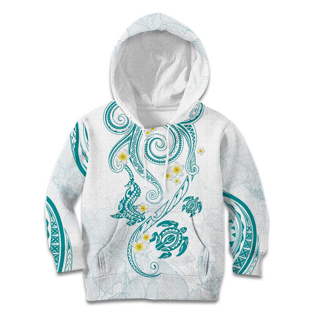 Polynesia Tribal Kid Hoodie Teal Plumeria Tentacles LT7 Hoodie Teal - Polynesian Pride