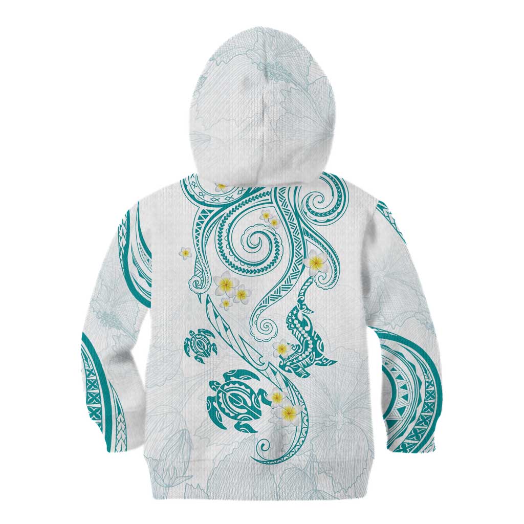 Polynesia Tribal Kid Hoodie Teal Plumeria Tentacles LT7 - Polynesian Pride