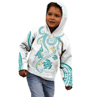 Polynesia Tribal Kid Hoodie Teal Plumeria Tentacles LT7 - Polynesian Pride