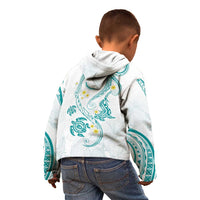 Polynesia Tribal Kid Hoodie Teal Plumeria Tentacles LT7 - Polynesian Pride