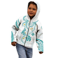 Polynesia Tribal Kid Hoodie Teal Plumeria Tentacles LT7 - Polynesian Pride