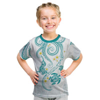 Polynesia Tribal Kid T Shirt Teal Plumeria Tentacles LT7 Teal - Polynesian Pride