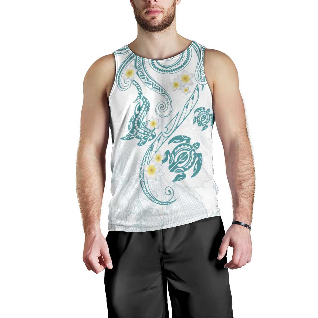 Polynesia Tribal Men Tank Top Teal Plumeria Tentacles LT7 - Polynesian Pride