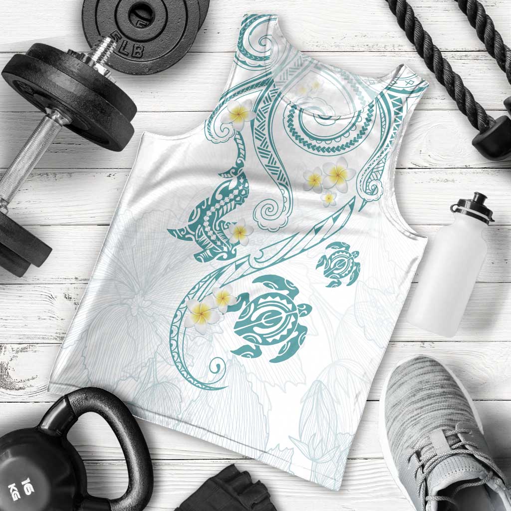 Polynesia Tribal Men Tank Top Teal Plumeria Tentacles LT7 - Polynesian Pride