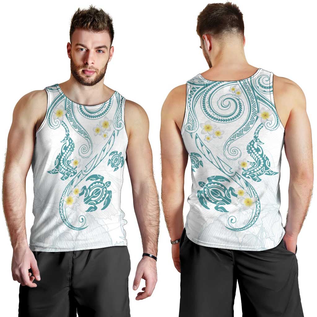 Polynesia Tribal Men Tank Top Teal Plumeria Tentacles LT7 - Polynesian Pride
