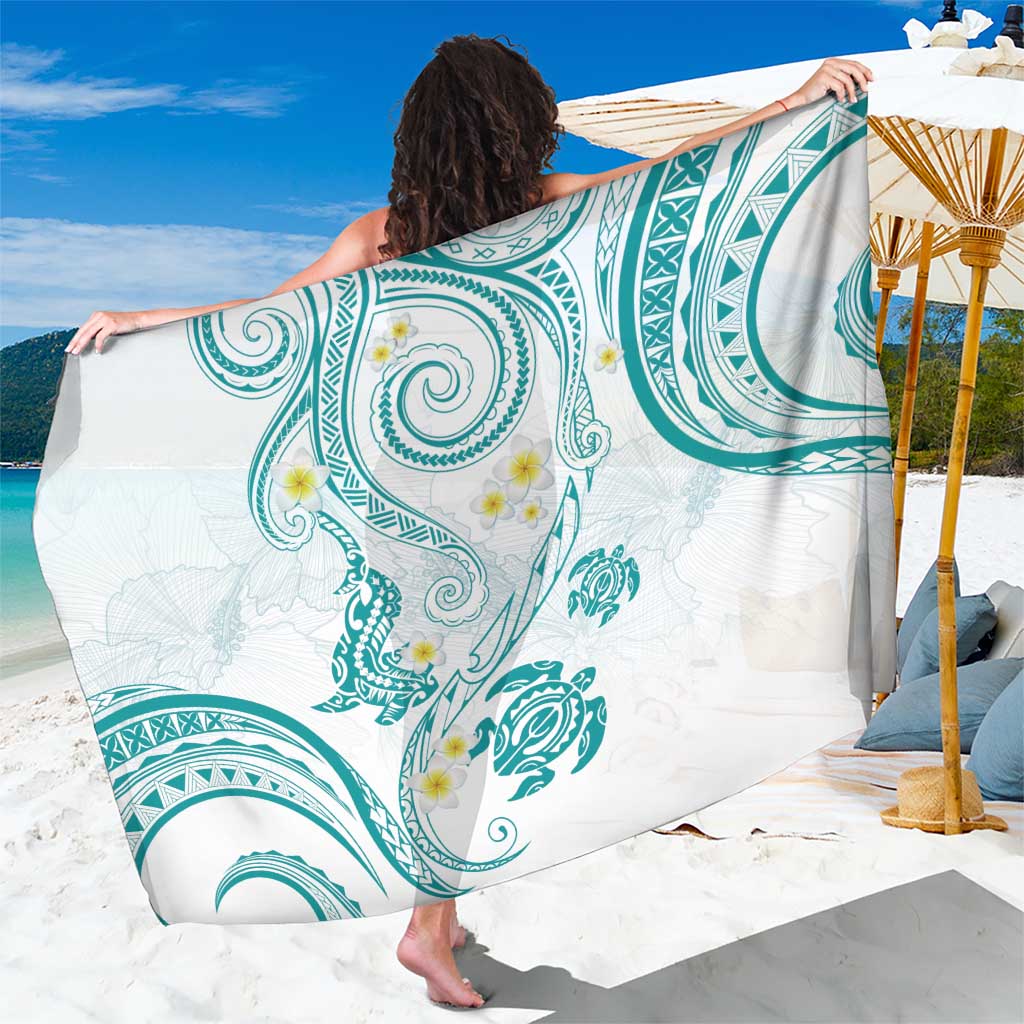 Polynesia Tribal Sarong Teal Plumeria Tentacles