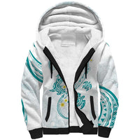 Polynesia Tribal Sherpa Hoodie Teal Plumeria Tentacles LT7 Unisex Teal - Polynesian Pride