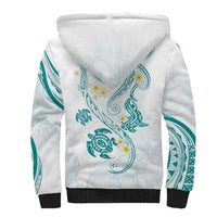 Polynesia Tribal Sherpa Hoodie Teal Plumeria Tentacles LT7 - Polynesian Pride