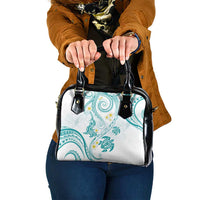 Polynesia Tribal Shoulder Handbag Teal Plumeria Tentacles LT7 One Size Teal - Polynesian Pride