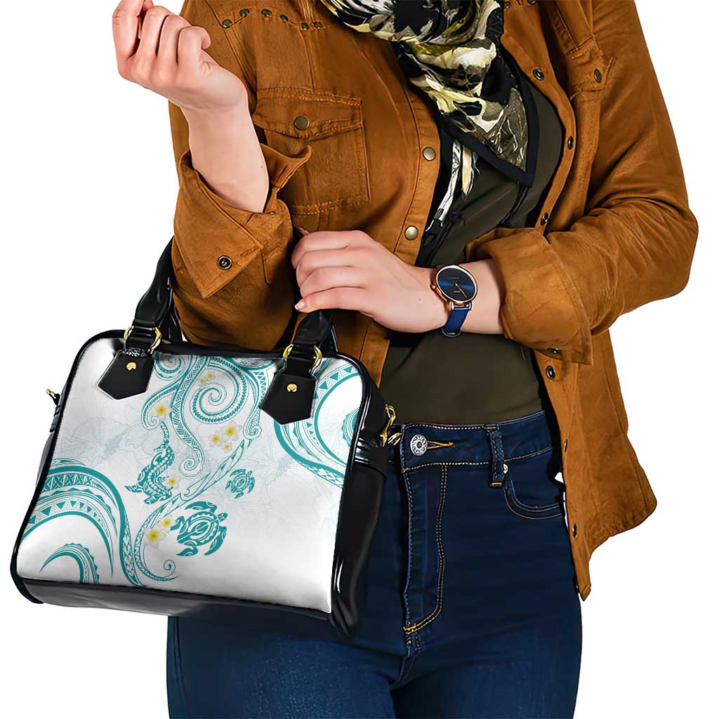 Polynesia Tribal Shoulder Handbag Teal Plumeria Tentacles LT7 - Polynesian Pride
