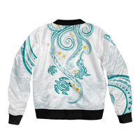 Polynesia Tribal Sleeve Zip Bomber Jacket Teal Plumeria Tentacles LT7 - Polynesian Pride