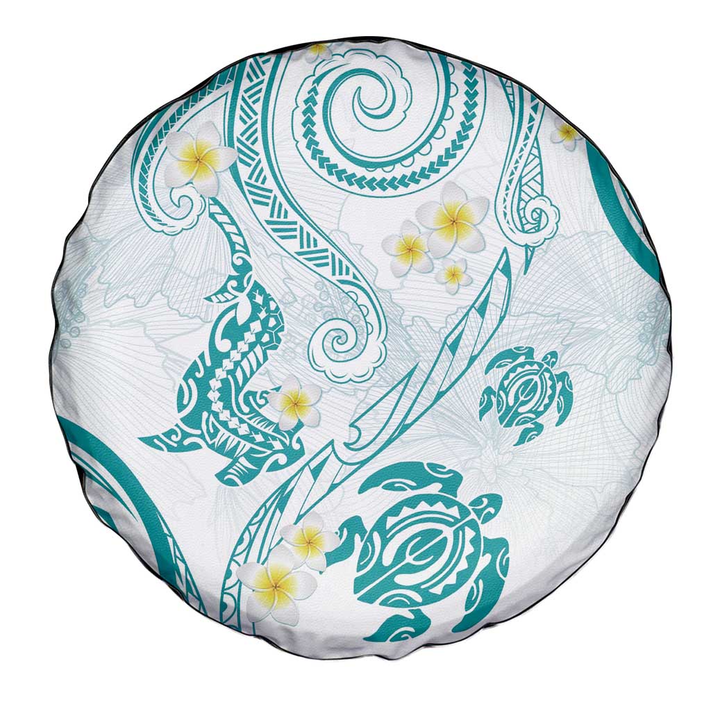 Polynesia Tribal Spare Tire Cover Teal Plumeria Tentacles LT7 - Polynesian Pride