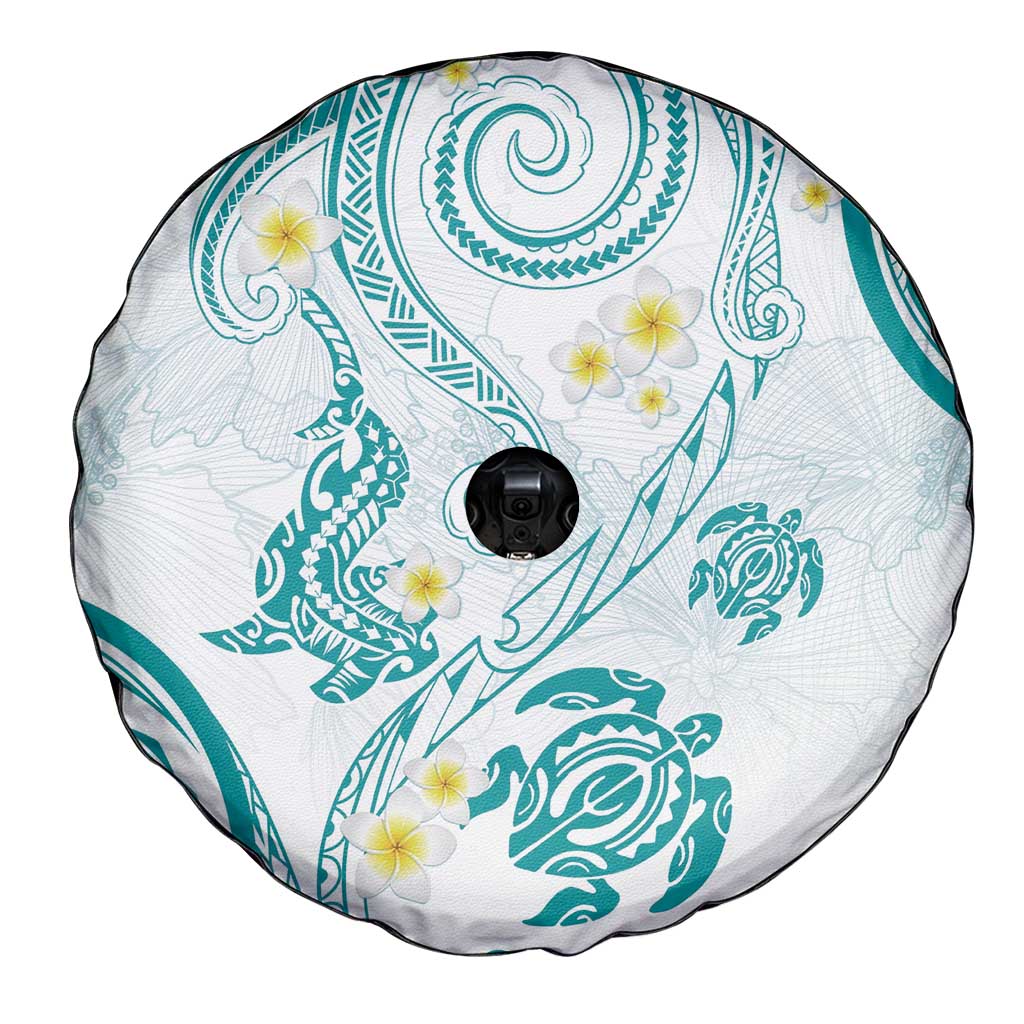 Polynesia Tribal Spare Tire Cover Teal Plumeria Tentacles LT7 - Polynesian Pride