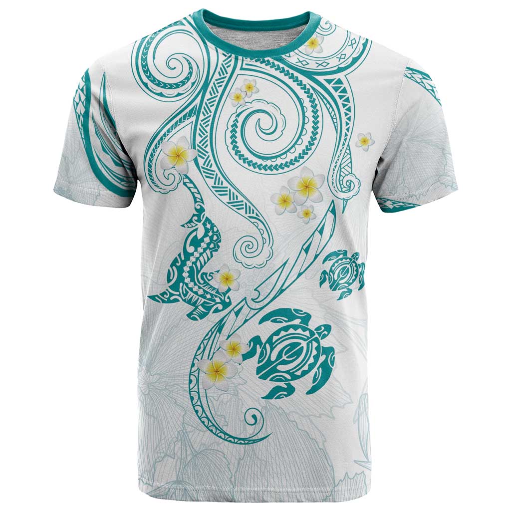 Polynesia Tribal T Shirt Teal Plumeria Tentacles LT7 Teal - Polynesian Pride