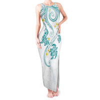 Polynesia Tribal Tank Maxi Dress Teal Plumeria Tentacles LT7 Women Teal - Polynesian Pride