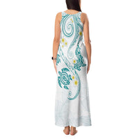 Polynesia Tribal Tank Maxi Dress Teal Plumeria Tentacles LT7 - Polynesian Pride