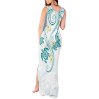 Polynesia Tribal Tank Maxi Dress Teal Plumeria Tentacles LT7 - Polynesian Pride