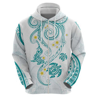 Polynesia Tribal Zip Hoodie Teal Plumeria Tentacles LT7 - Polynesian Pride