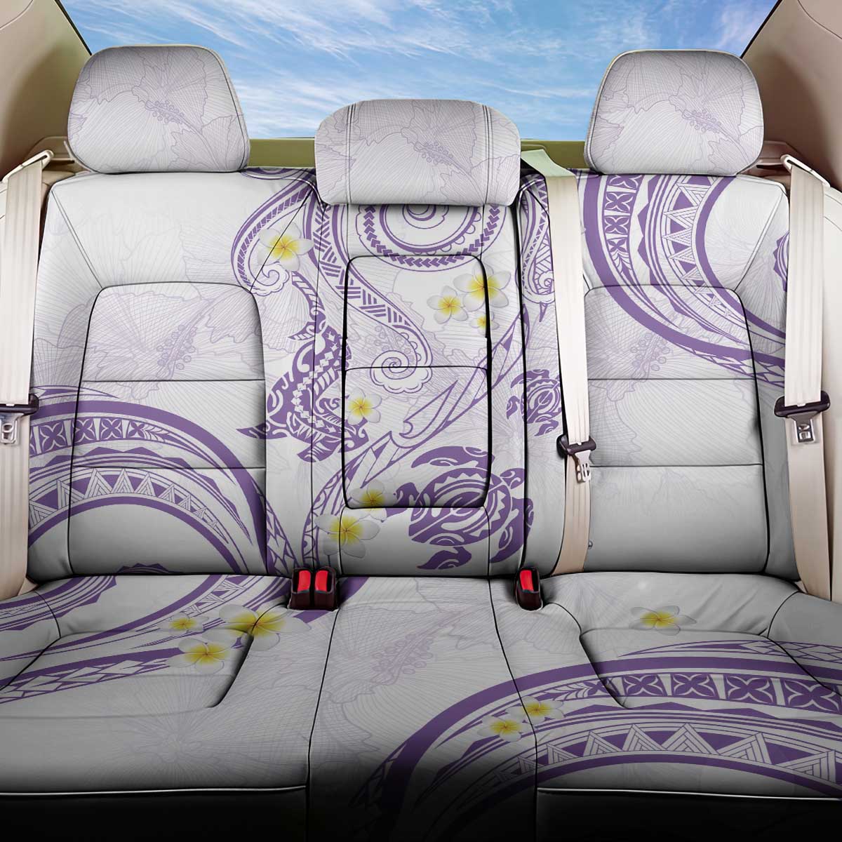 Polynesia Tribal Back Car Seat Cover Lilac Plumeria Tentacles LT7 One Size Lilac - Polynesian Pride