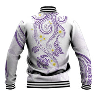 Polynesia Tribal Baseball Jacket Lilac Plumeria Tentacles