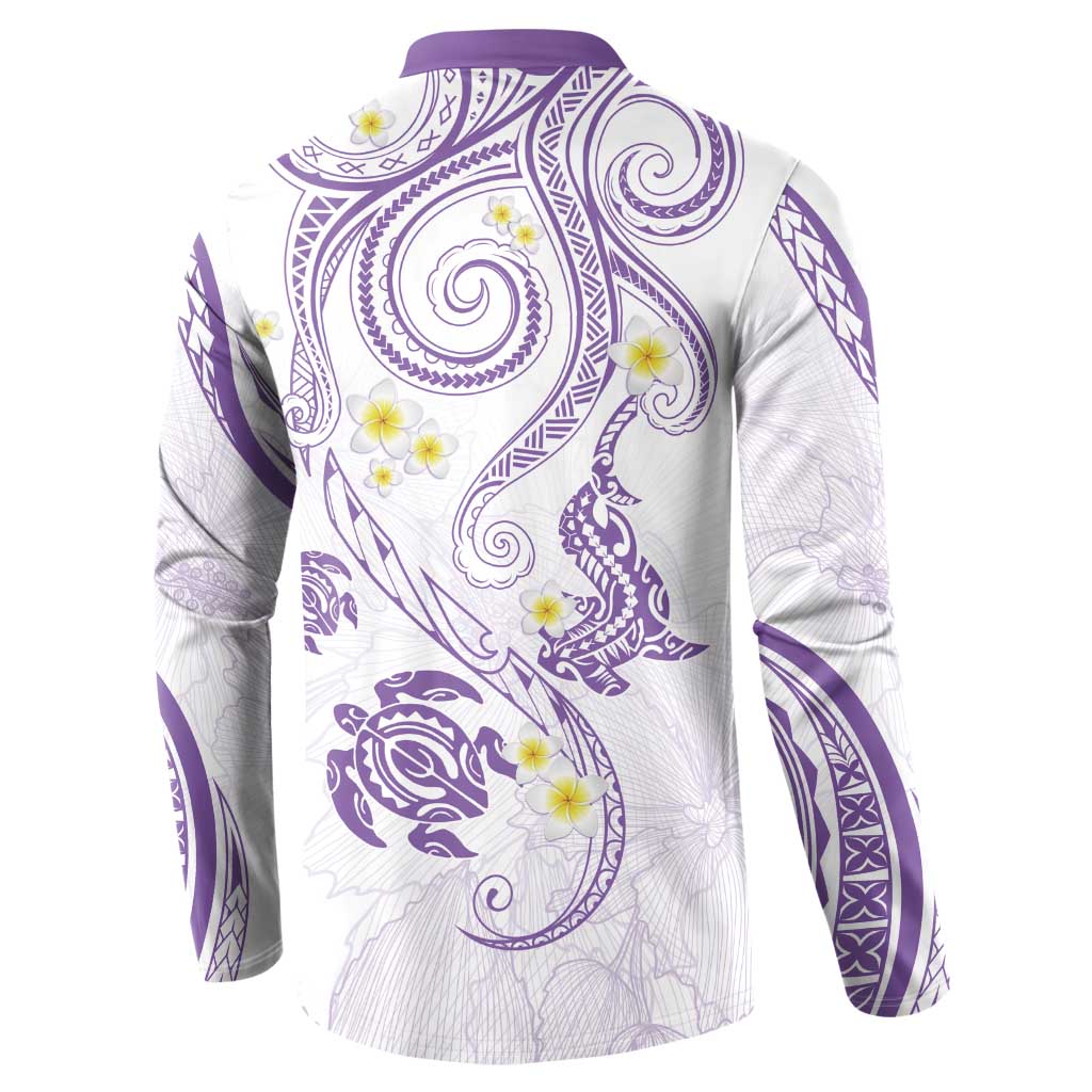 Polynesia Tribal Button Sweatshirt Lilac Plumeria Tentacles