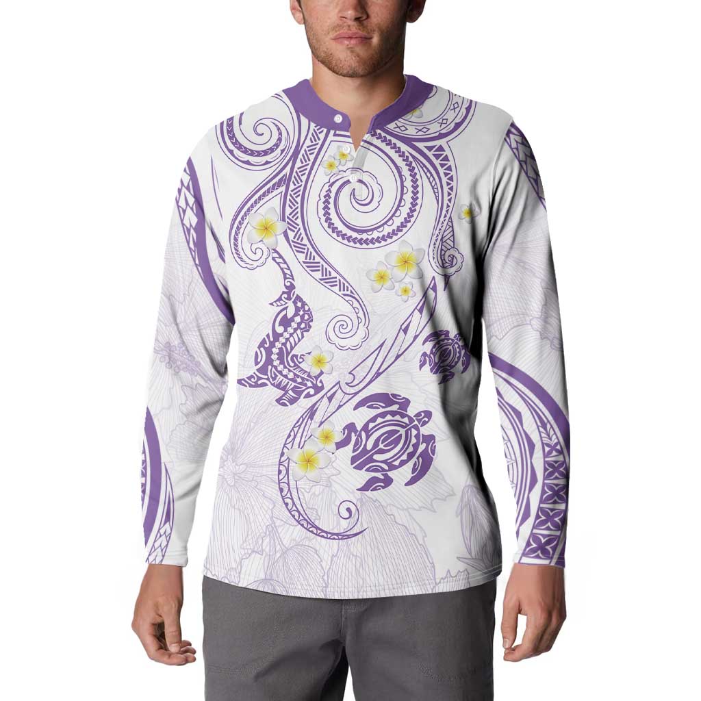 Polynesia Tribal Button Sweatshirt Lilac Plumeria Tentacles