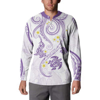 Polynesia Tribal Button Sweatshirt Lilac Plumeria Tentacles
