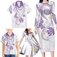 Polynesia Tribal Family Matching Long Sleeve Bodycon Dress and Hawaiian Shirt Lilac Plumeria Tentacles LT7 - Polynesian Pride