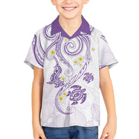 Polynesia Tribal Family Matching Long Sleeve Bodycon Dress and Hawaiian Shirt Lilac Plumeria Tentacles LT7 Son's Shirt Lilac - Polynesian Pride
