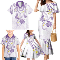 Polynesia Tribal Family Matching Mermaid Dress and Hawaiian Shirt Lilac Plumeria Tentacles LT7 - Polynesian Pride
