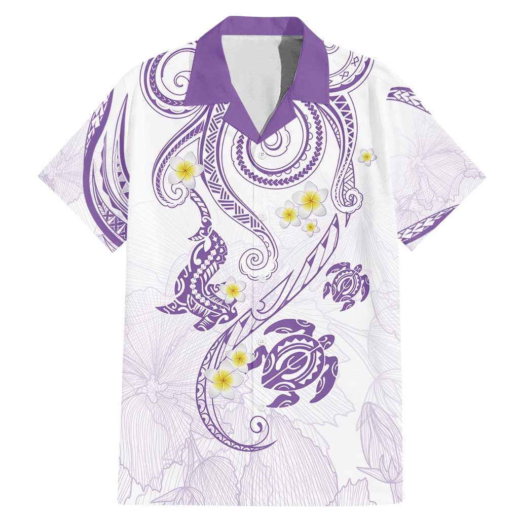 Polynesia Tribal Family Matching Mermaid Dress and Hawaiian Shirt Lilac Plumeria Tentacles LT7 Dad's Shirt - Short Sleeve Lilac - Polynesian Pride