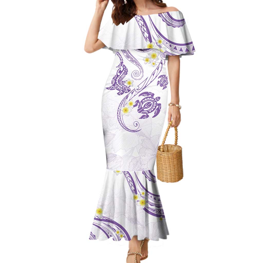Polynesia Tribal Family Matching Mermaid Dress and Hawaiian Shirt Lilac Plumeria Tentacles LT7 Mom's Dress Lilac - Polynesian Pride