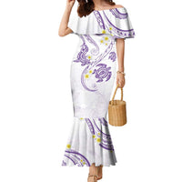 Polynesia Tribal Family Matching Mermaid Dress and Hawaiian Shirt Lilac Plumeria Tentacles LT7 Mom's Dress Lilac - Polynesian Pride