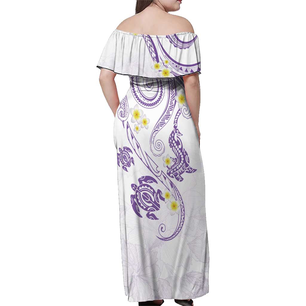 Polynesia Tribal Family Matching Off Shoulder Maxi Dress and Hawaiian Shirt Lilac Plumeria Tentacles LT7 - Polynesian Pride