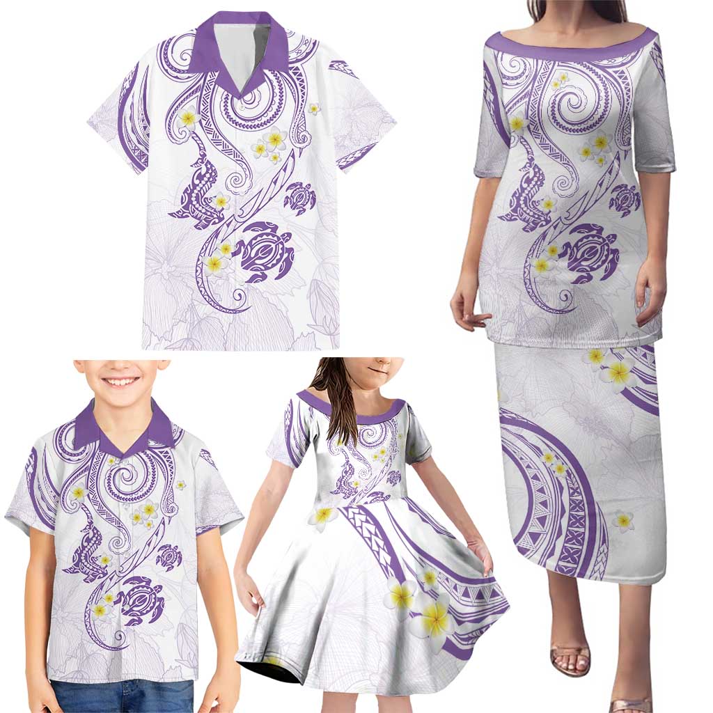 Polynesia Tribal Family Matching Puletasi and Hawaiian Shirt Lilac Plumeria Tentacles LT7 - Polynesian Pride