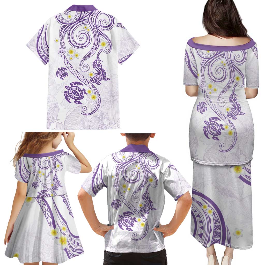 Polynesia Tribal Family Matching Puletasi and Hawaiian Shirt Lilac Plumeria Tentacles LT7 - Polynesian Pride