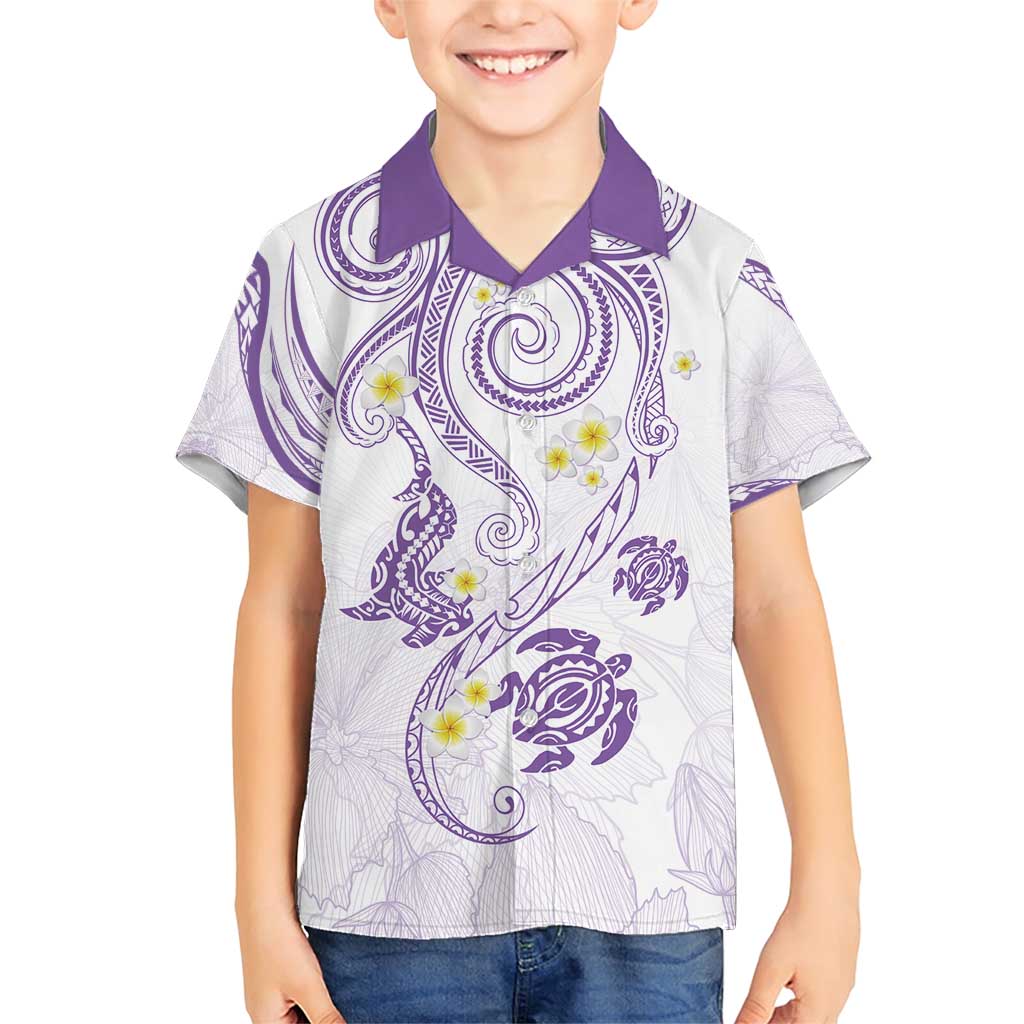 Polynesia Tribal Family Matching Short Sleeve Bodycon Dress and Hawaiian Shirt Lilac Plumeria Tentacles LT7 Son's Shirt Lilac - Polynesian Pride