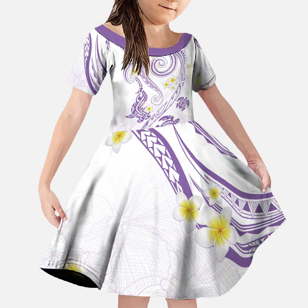 Polynesia Tribal Family Matching Summer Maxi Dress and Hawaiian Shirt Lilac Plumeria Tentacles LT7 Daughter's Dress Lilac - Polynesian Pride