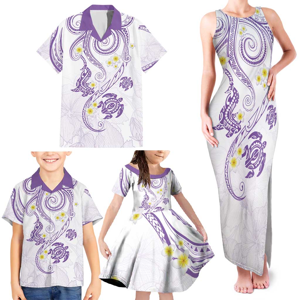 Polynesia Tribal Family Matching Tank Maxi Dress and Hawaiian Shirt Lilac Plumeria Tentacles LT7 - Polynesian Pride