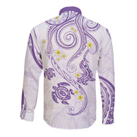 Polynesia Tribal Long Sleeve Button Shirt Lilac Plumeria Tentacles