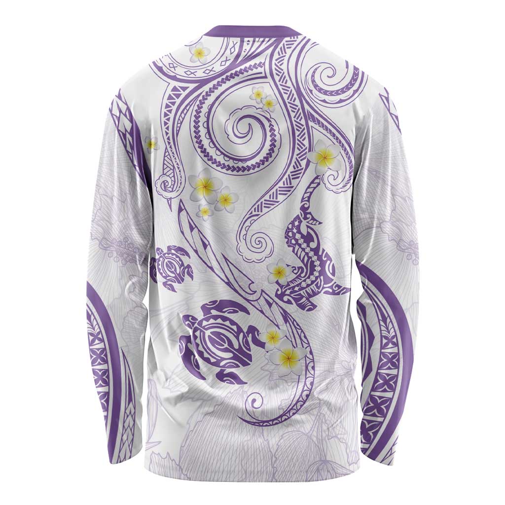 Polynesia Tribal Long Sleeve Shirt Lilac Plumeria Tentacles