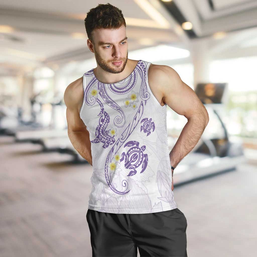 Polynesia Tribal Men Tank Top Lilac Plumeria Tentacles LT7 Lilac - Polynesian Pride
