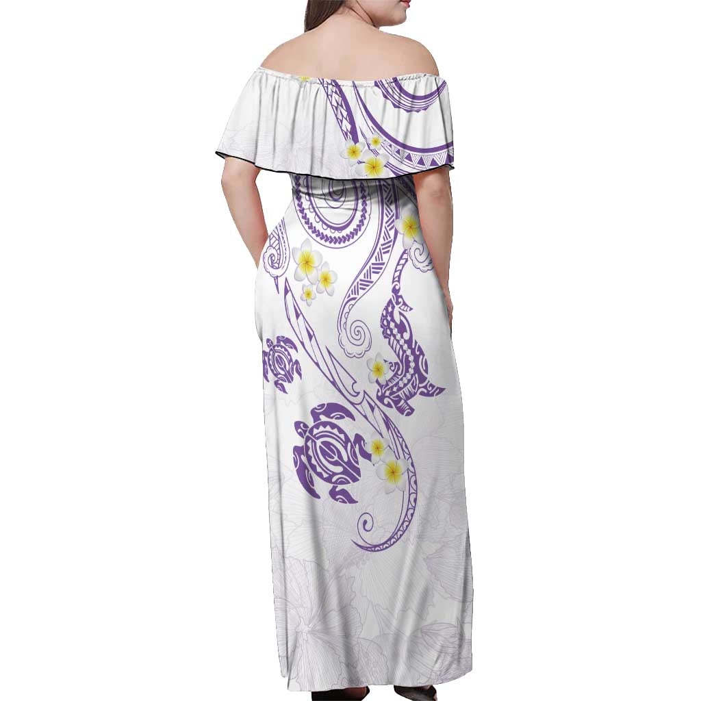 Polynesia Tribal Off Shoulder Maxi Dress Lilac Plumeria Tentacles LT7 - Polynesian Pride