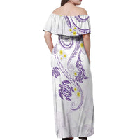 Polynesia Tribal Off Shoulder Maxi Dress Lilac Plumeria Tentacles LT7 - Polynesian Pride