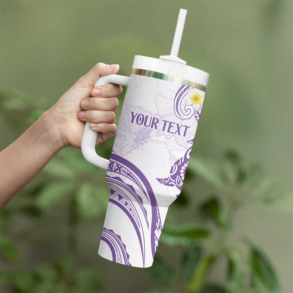 Polynesia Tribal Tumbler With Handle Lilac Plumeria Tentacles