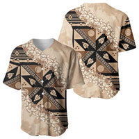 Bula Fiji Plumeria Tagimoucia Salusalu Beige Baseball Jersey Kaiviti Masi LT7 - Polynesian Pride