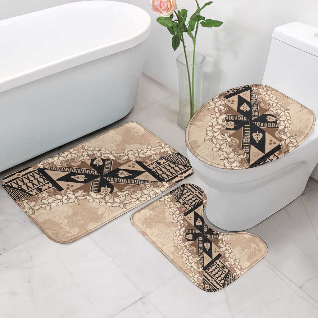 Bula Fiji Plumeria Tagimoucia Salusalu Beige Bathroom Set Kaiviti Masi LT7 - Polynesian Pride